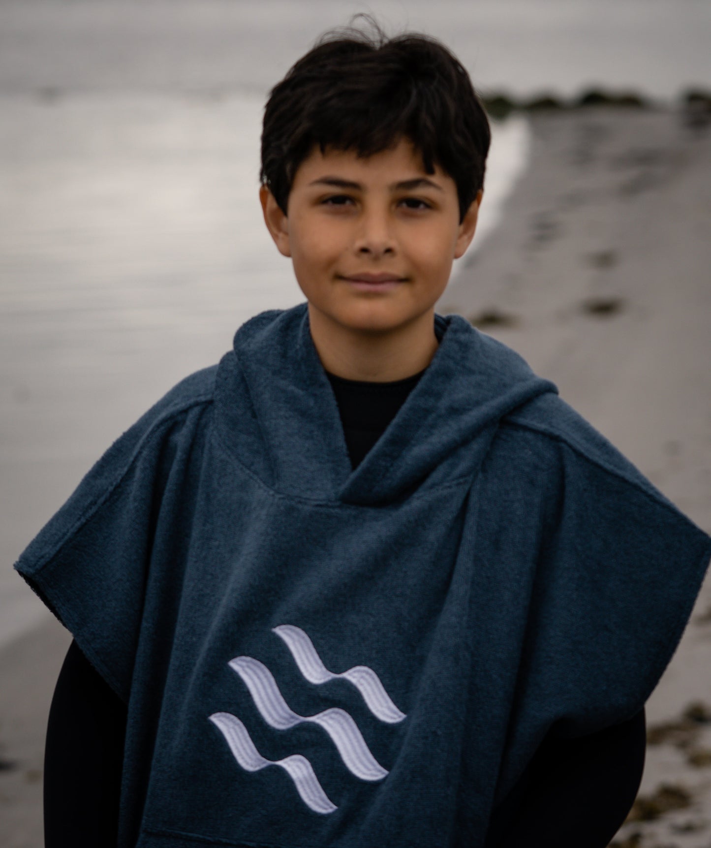 Watery Poncho für Junior 6-14 Jahre - Baumwolle - Dunkelblau